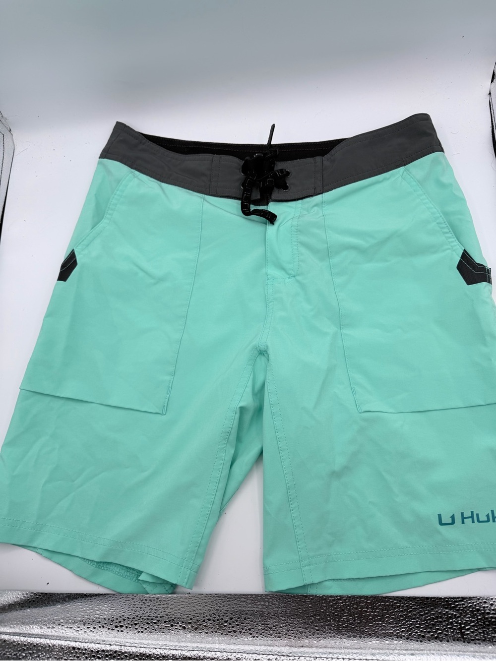 Huk Men's Mint Green Board Shorts with Charcoal Waist